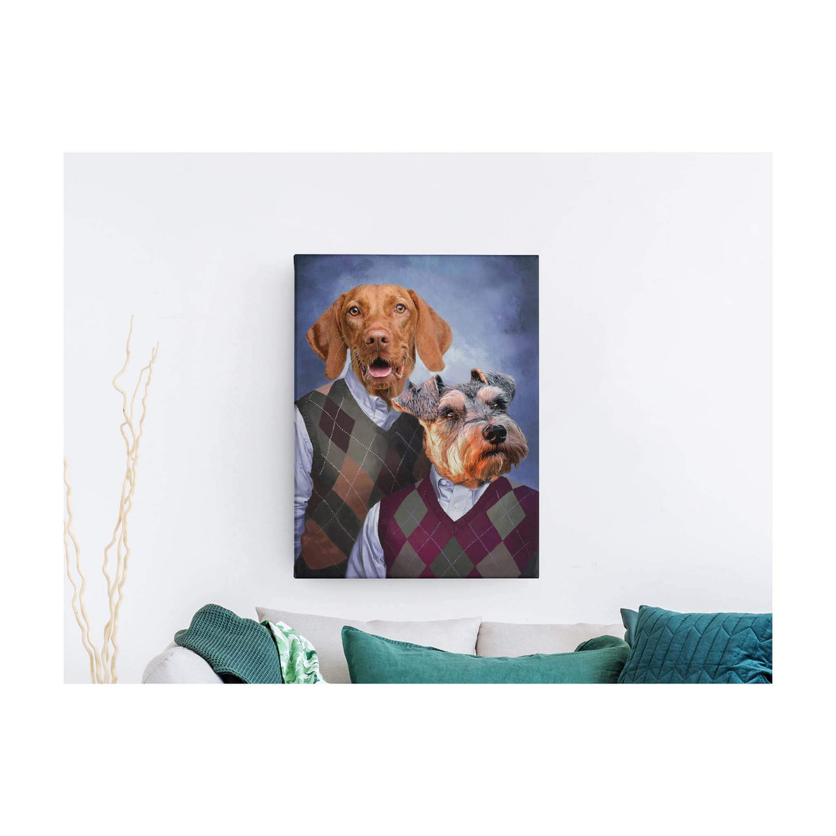 Die Stiefbrüder - Personalisiertes Haustierportrait auf Leinwand