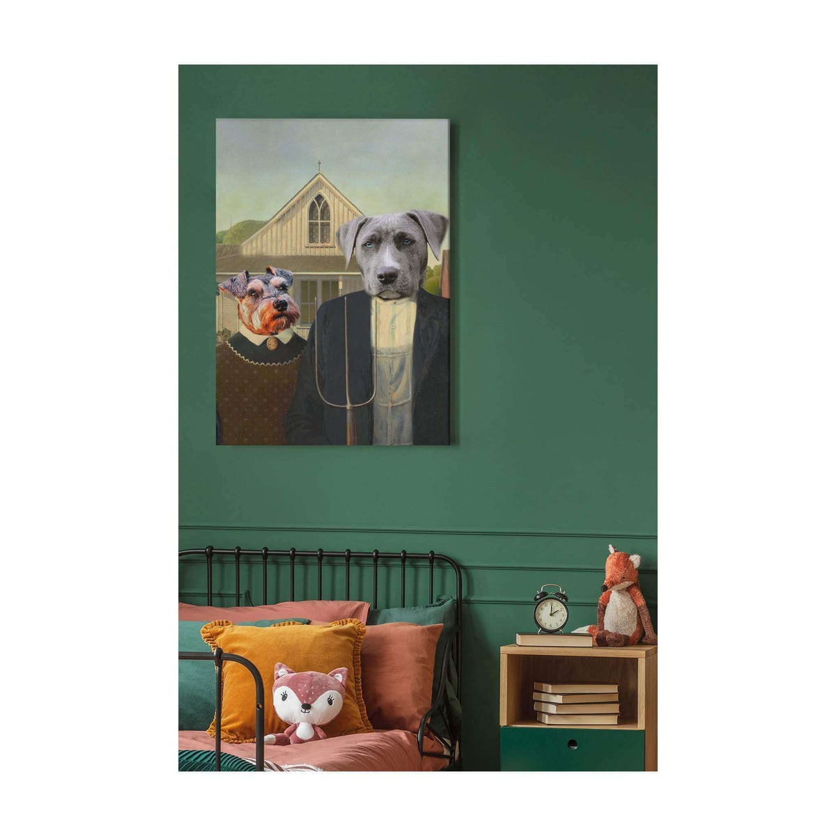 Das Bauernpärchen - Personalisiertes Haustierportrait auf Leinwand